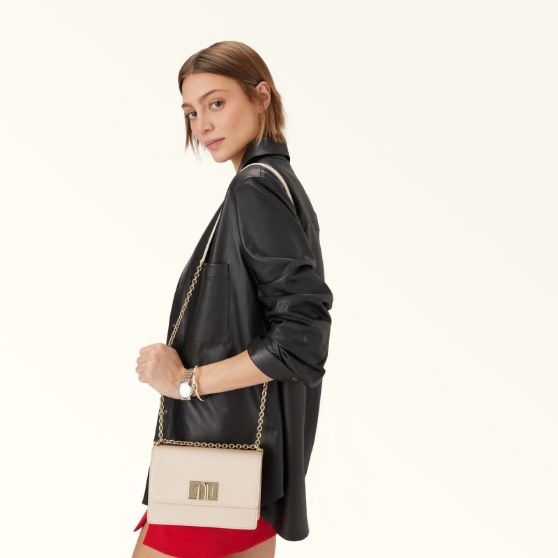 Furla 1927 Crossbody Veske Dame Pisket Krem | 7061-SWFMV